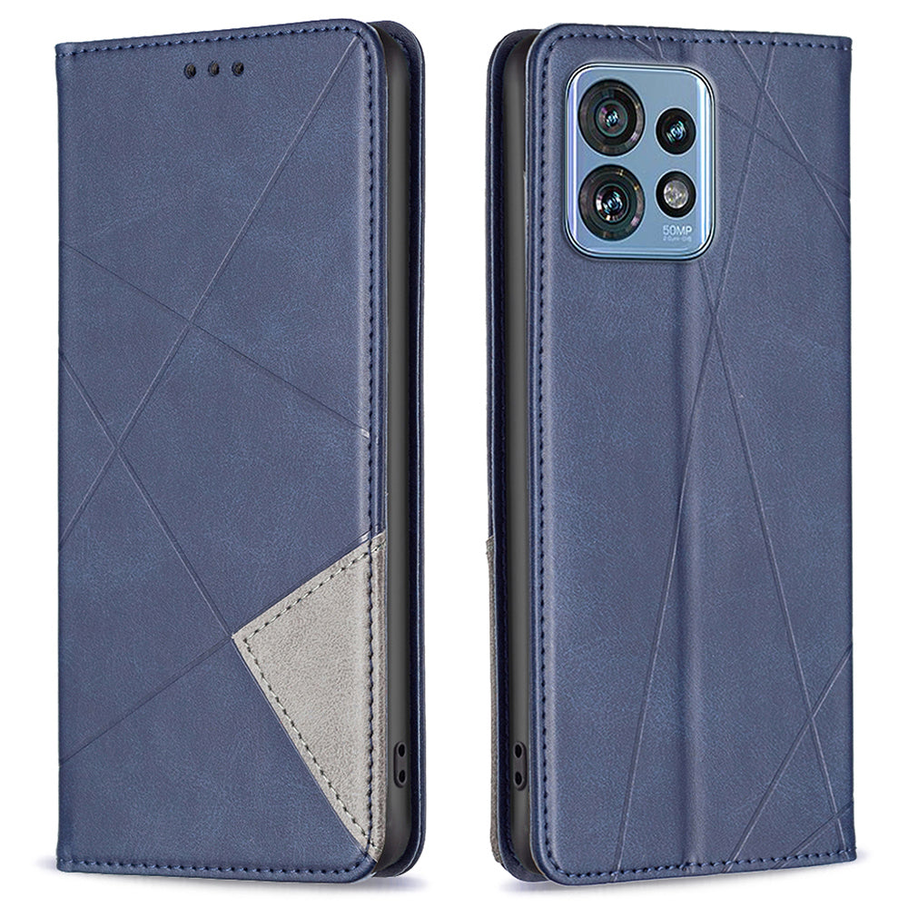 For Motorola Edge 40 Pro 5G / Moto X40 5G Imprinting Pattern PU Leather Card Holder Splicing Phone Stand Cover