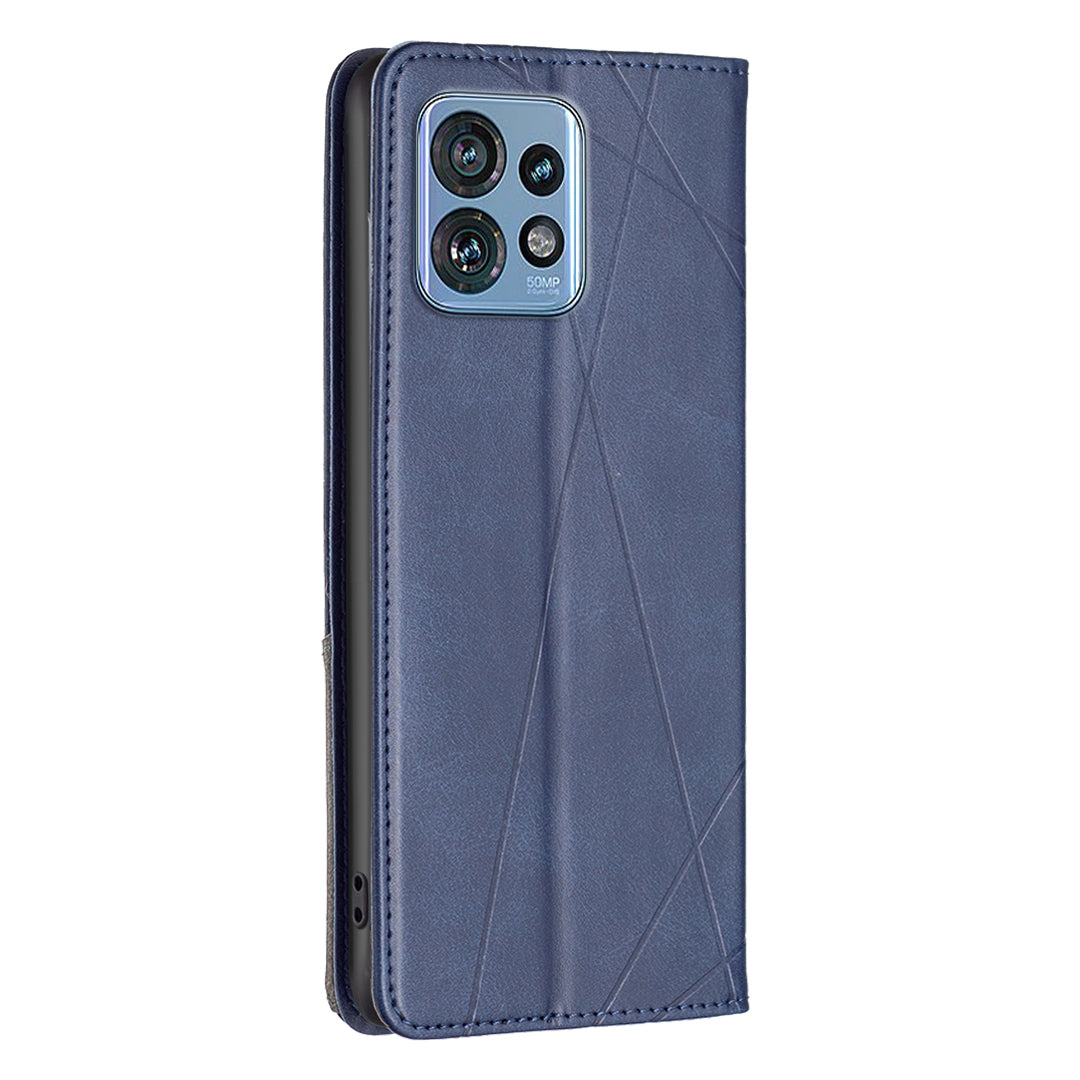 For Motorola Edge 40 Pro 5G / Moto X40 5G Imprinting Pattern PU Leather Card Holder Splicing Phone Stand Cover