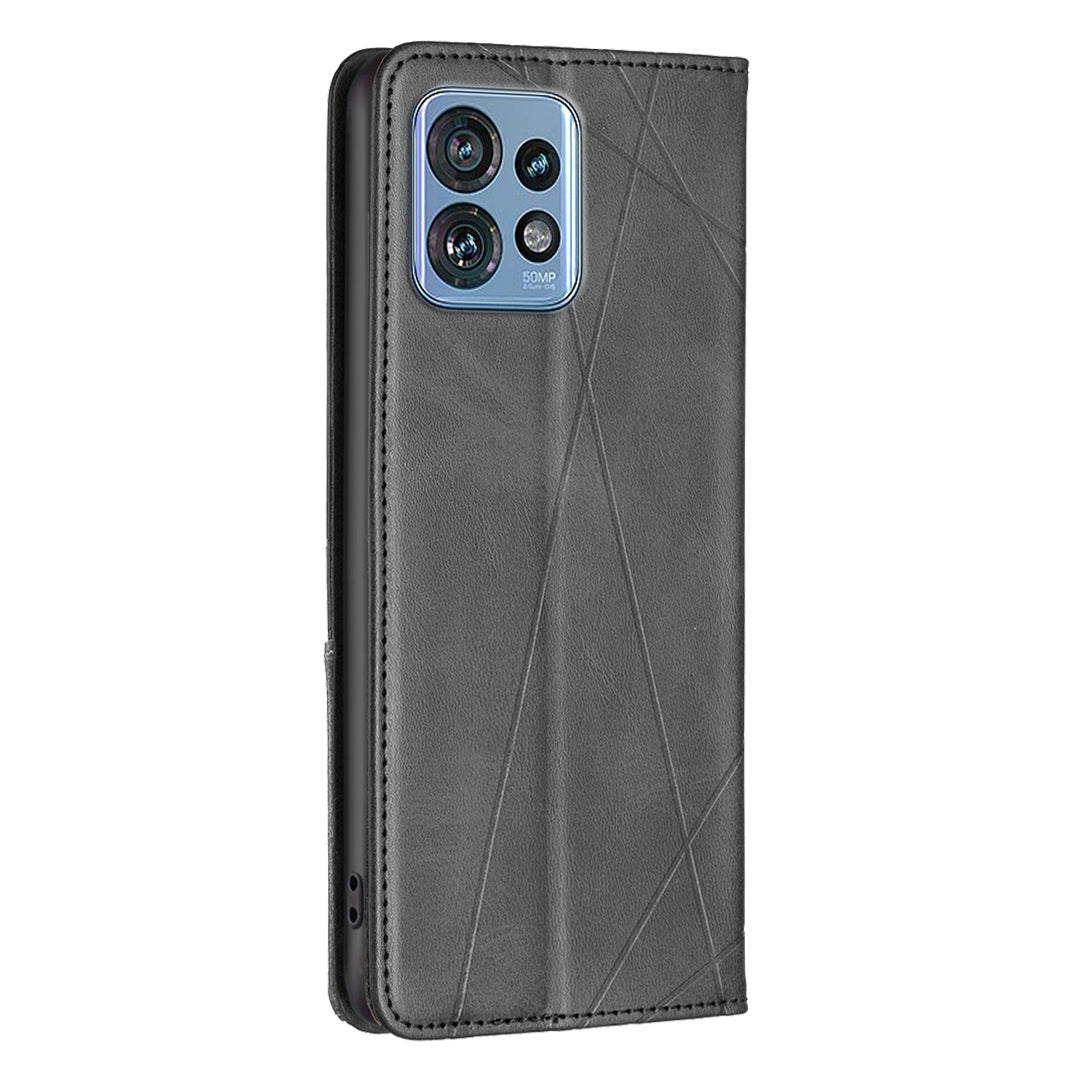For Motorola Edge 40 Pro 5G / Moto X40 5G Imprinting Pattern PU Leather Card Holder Splicing Phone Stand Cover