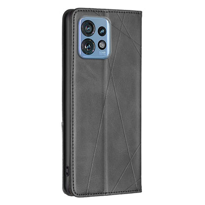 For Motorola Edge 40 Pro 5G / Moto X40 5G Imprinting Pattern PU Leather Card Holder Splicing Phone Stand Cover