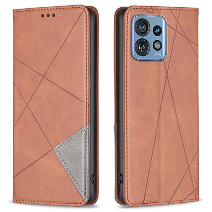 For Motorola Edge 40 Pro 5G / Moto X40 5G Imprinting Pattern PU Leather Card Holder Splicing Phone Stand Cover
