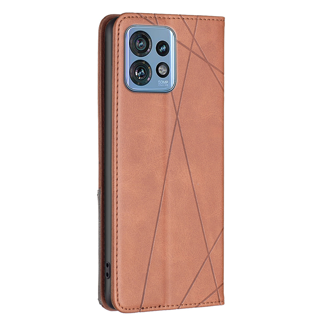For Motorola Edge 40 Pro 5G / Moto X40 5G Imprinting Pattern PU Leather Card Holder Splicing Phone Stand Cover