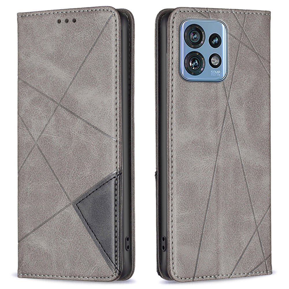 For Motorola Edge 40 Pro 5G / Moto X40 5G Imprinting Pattern PU Leather Card Holder Splicing Phone Stand Cover