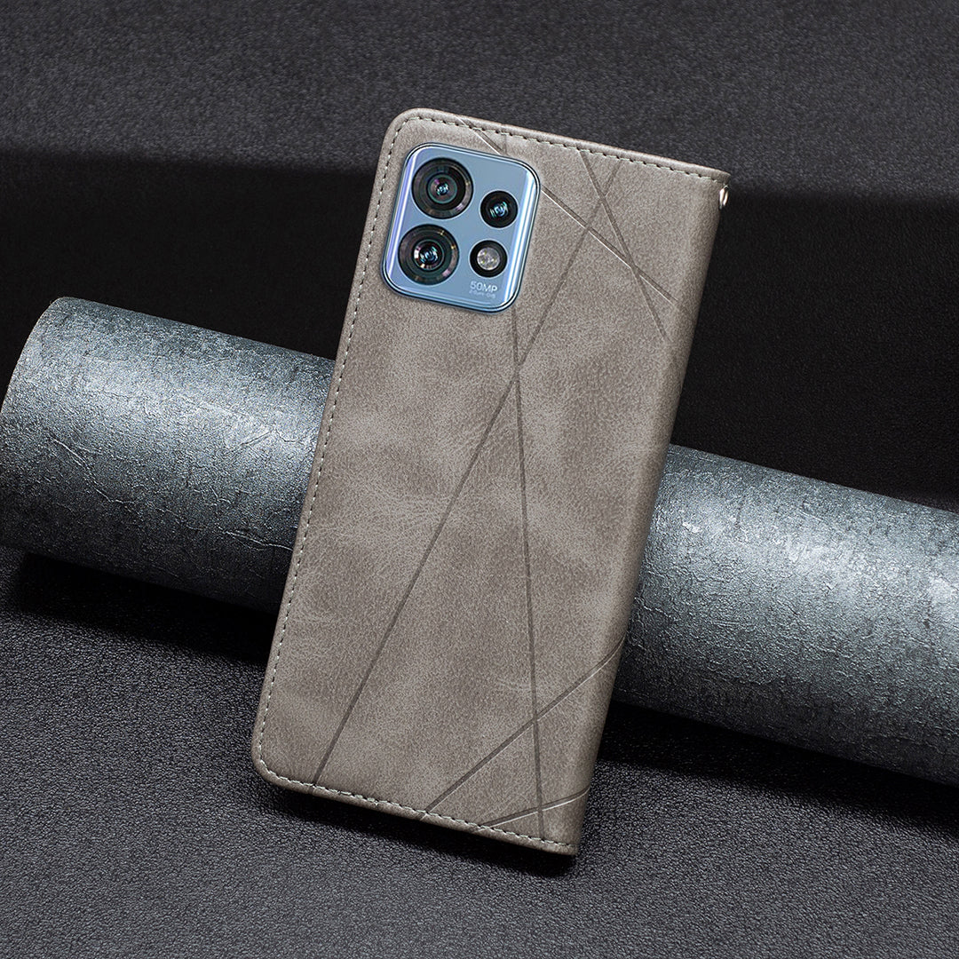 For Motorola Edge 40 Pro 5G / Moto X40 5G Imprinting Pattern PU Leather Card Holder Splicing Phone Stand Cover