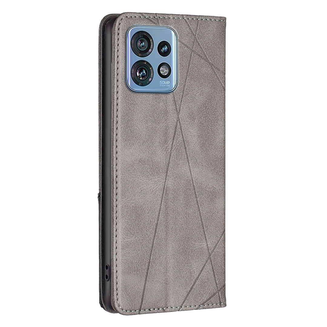 For Motorola Edge 40 Pro 5G / Moto X40 5G Imprinting Pattern PU Leather Card Holder Splicing Phone Stand Cover