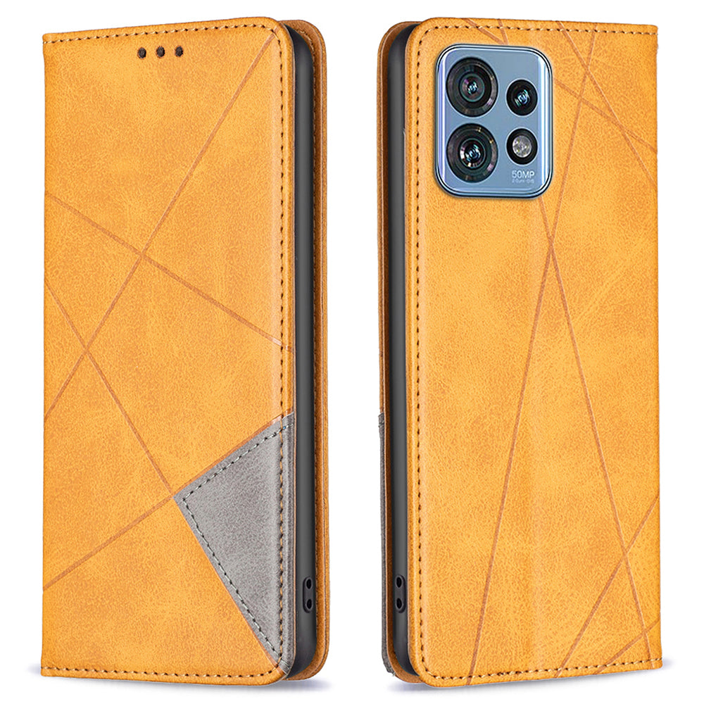For Motorola Edge 40 Pro 5G / Moto X40 5G Imprinting Pattern PU Leather Card Holder Splicing Phone Stand Cover