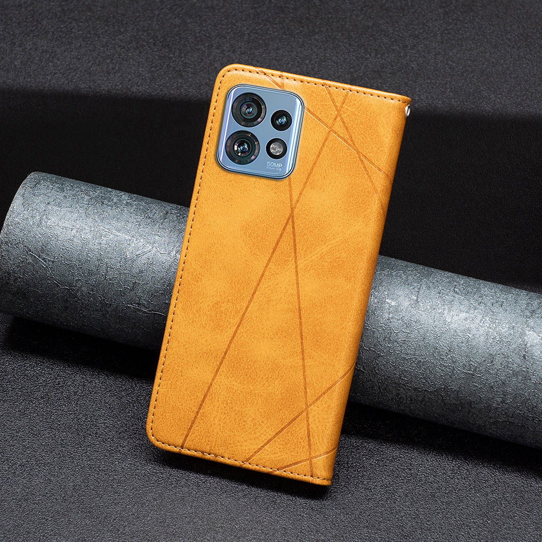 For Motorola Edge 40 Pro 5G / Moto X40 5G Imprinting Pattern PU Leather Card Holder Splicing Phone Stand Cover