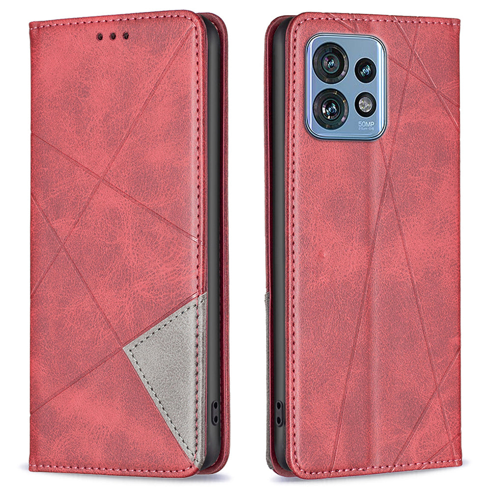 For Motorola Edge 40 Pro 5G / Moto X40 5G Imprinting Pattern PU Leather Card Holder Splicing Phone Stand Cover