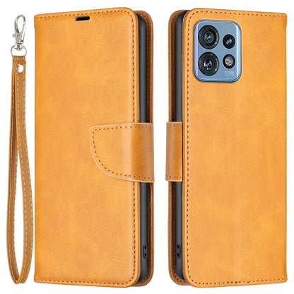 For Motorola Edge 40 Pro 5G / Moto X40 5G Solid Color Wallet Shell Textured PU Leather Stand Phone Case