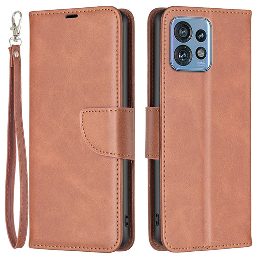 For Motorola Edge 40 Pro 5G / Moto X40 5G Solid Color Wallet Shell Textured PU Leather Stand Phone Case