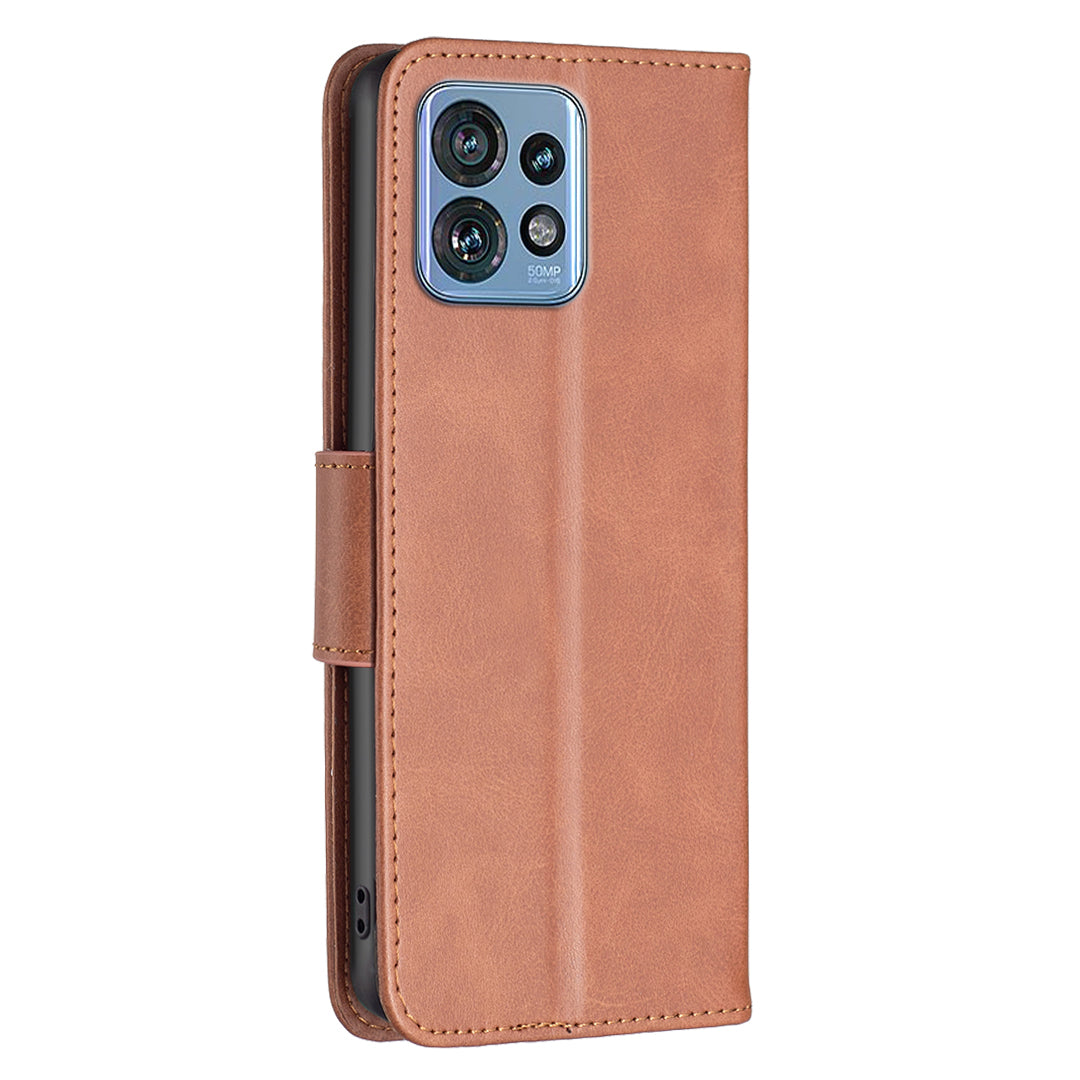 For Motorola Edge 40 Pro 5G / Moto X40 5G Solid Color Wallet Shell Textured PU Leather Stand Phone Case