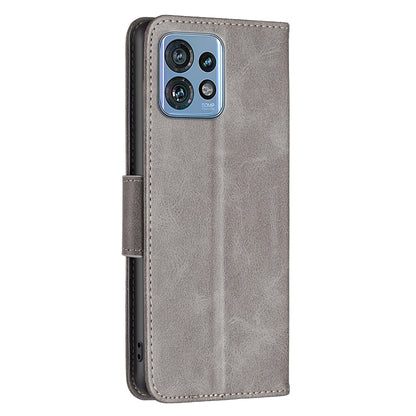 For Motorola Edge 40 Pro 5G / Moto X40 5G Solid Color Wallet Shell Textured PU Leather Stand Phone Case