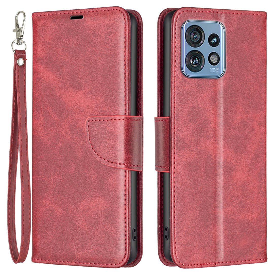 For Motorola Edge 40 Pro 5G / Moto X40 5G Solid Color Wallet Shell Textured PU Leather Stand Phone Case