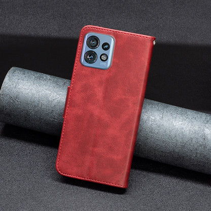 For Motorola Edge 40 Pro 5G / Moto X40 5G Solid Color Wallet Shell Textured PU Leather Stand Phone Case