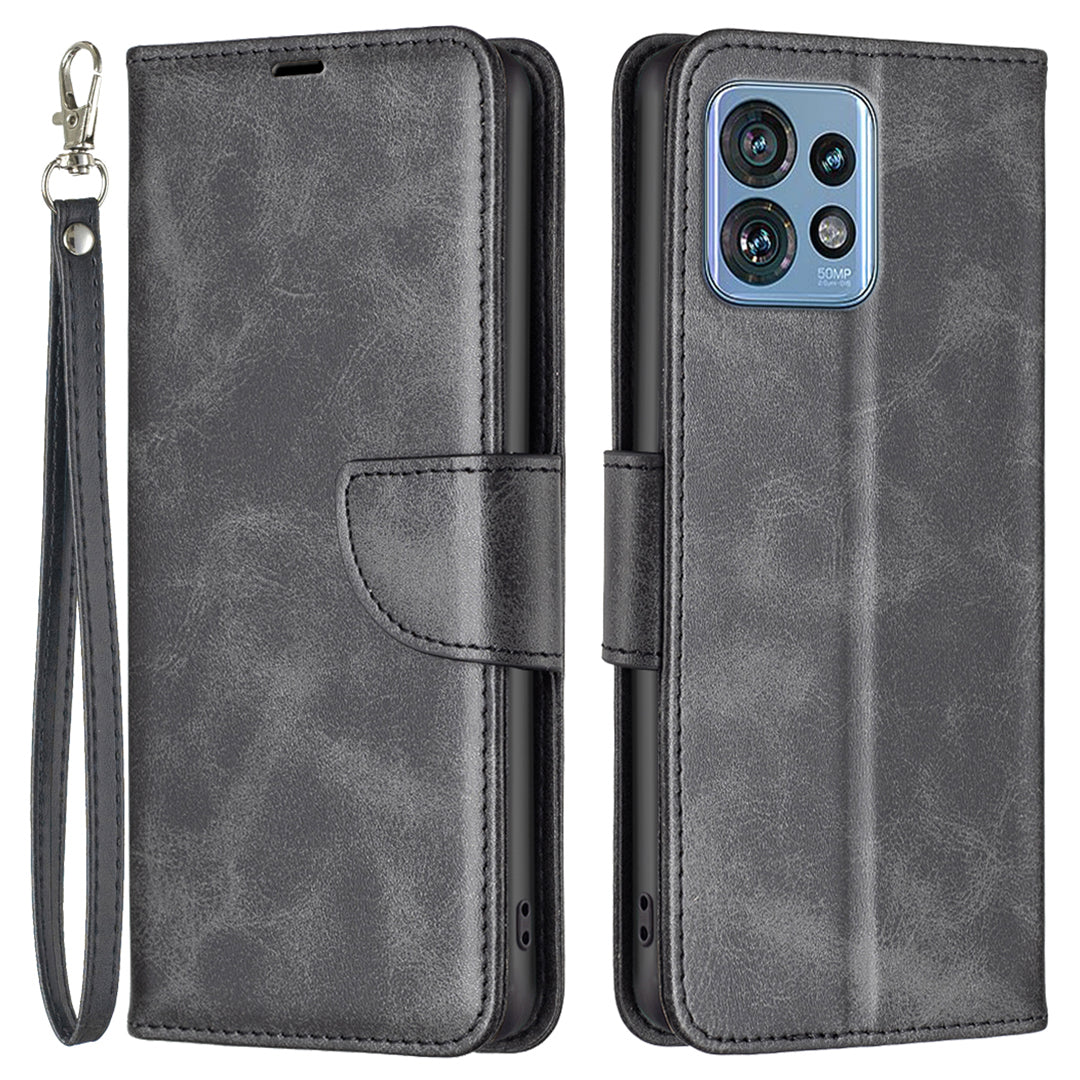 For Motorola Edge 40 Pro 5G / Moto X40 5G Solid Color Wallet Shell Textured PU Leather Stand Phone Case