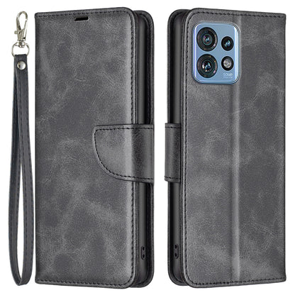 For Motorola Edge 40 Pro 5G / Moto X40 5G Solid Color Wallet Shell Textured PU Leather Stand Phone Case