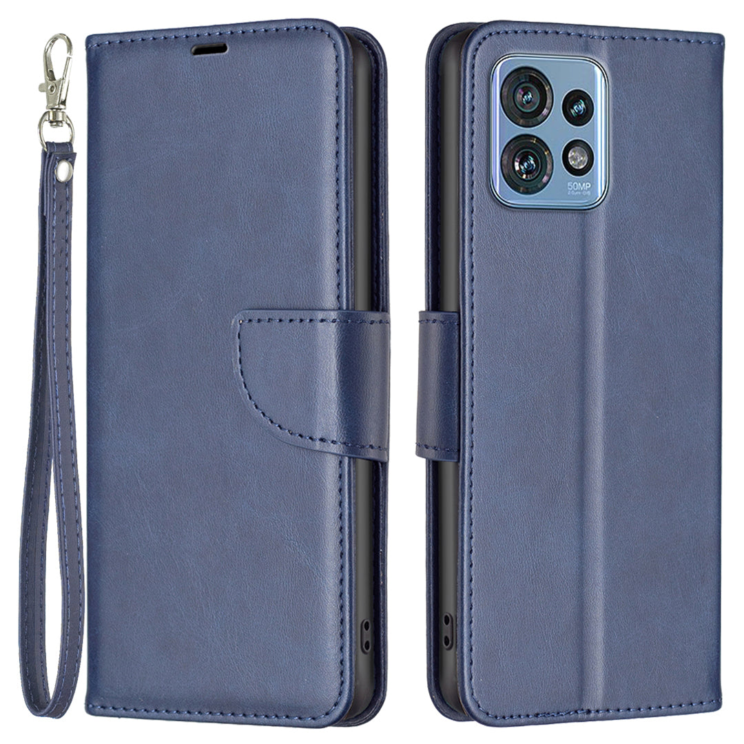 For Motorola Edge 40 Pro 5G / Moto X40 5G Solid Color Wallet Shell Textured PU Leather Stand Phone Case