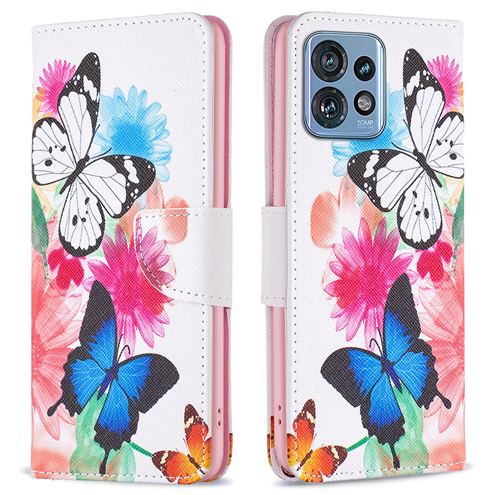 For Motorola Edge 40 Pro 5G / Moto X40 5G Pattern Printing PU Leather Phone Case Wallet Shell with Stand