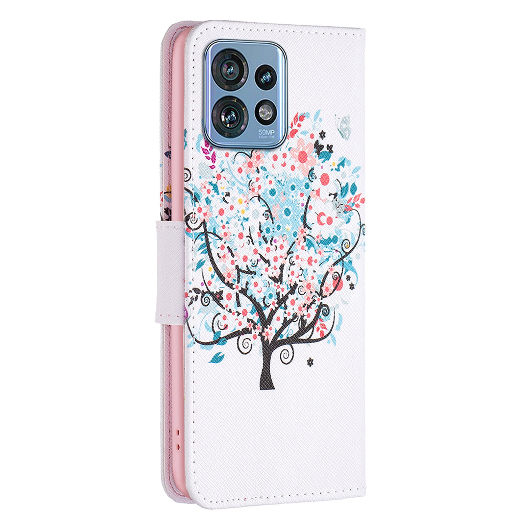 For Motorola Edge 40 Pro 5G / Moto X40 5G Pattern Printing PU Leather Phone Case Wallet Shell with Stand