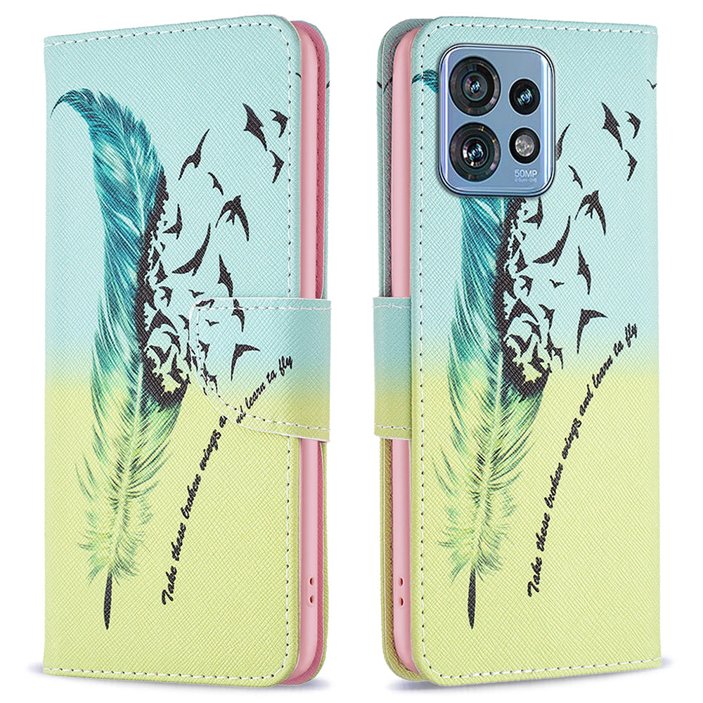For Motorola Edge 40 Pro 5G / Moto X40 5G Pattern Printing PU Leather Phone Case Wallet Shell with Stand