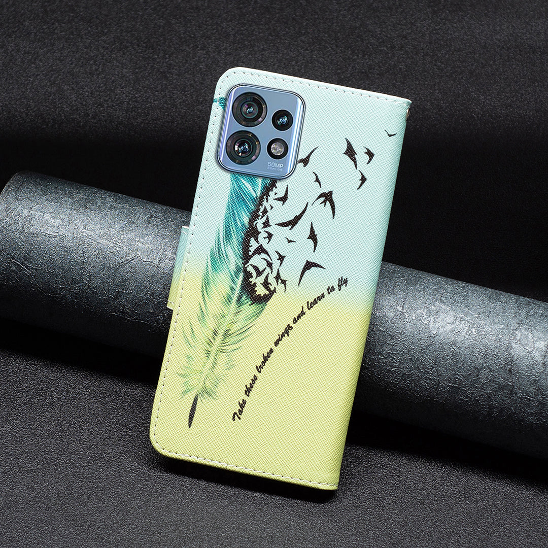 For Motorola Edge 40 Pro 5G / Moto X40 5G Pattern Printing PU Leather Phone Case Wallet Shell with Stand