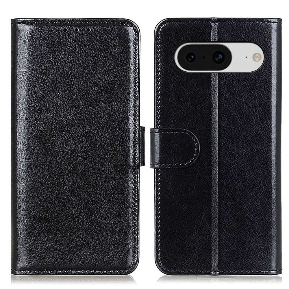 For Google Pixel 8 5G PU Leather+TPU Phone Cover Crazy Horse Texture Cellphone Wallet Stand Case