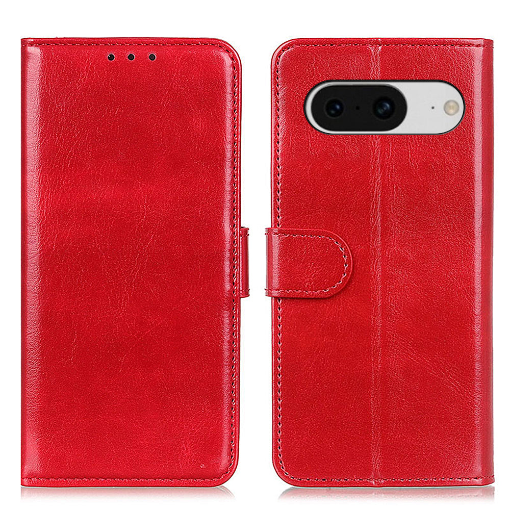 For Google Pixel 8 5G PU Leather+TPU Phone Cover Crazy Horse Texture Cellphone Wallet Stand Case