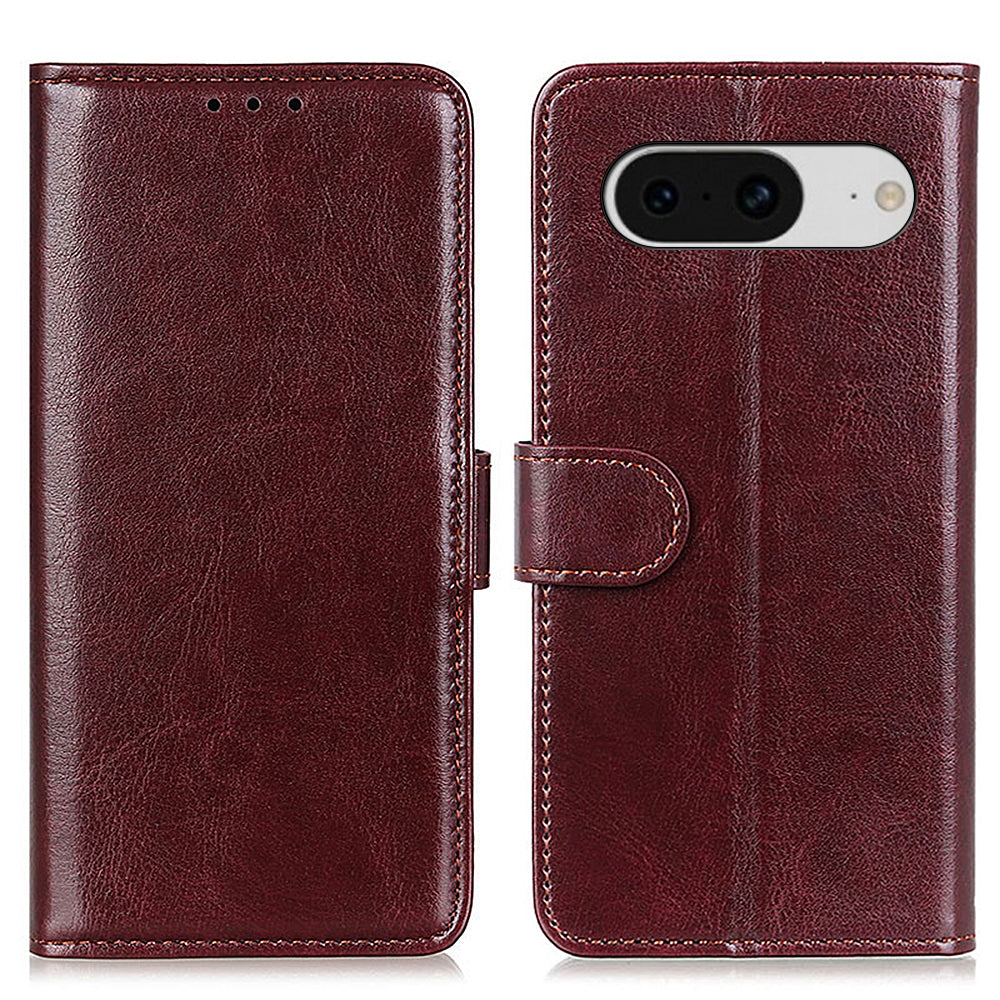 For Google Pixel 8 5G PU Leather+TPU Phone Cover Crazy Horse Texture Cellphone Wallet Stand Case