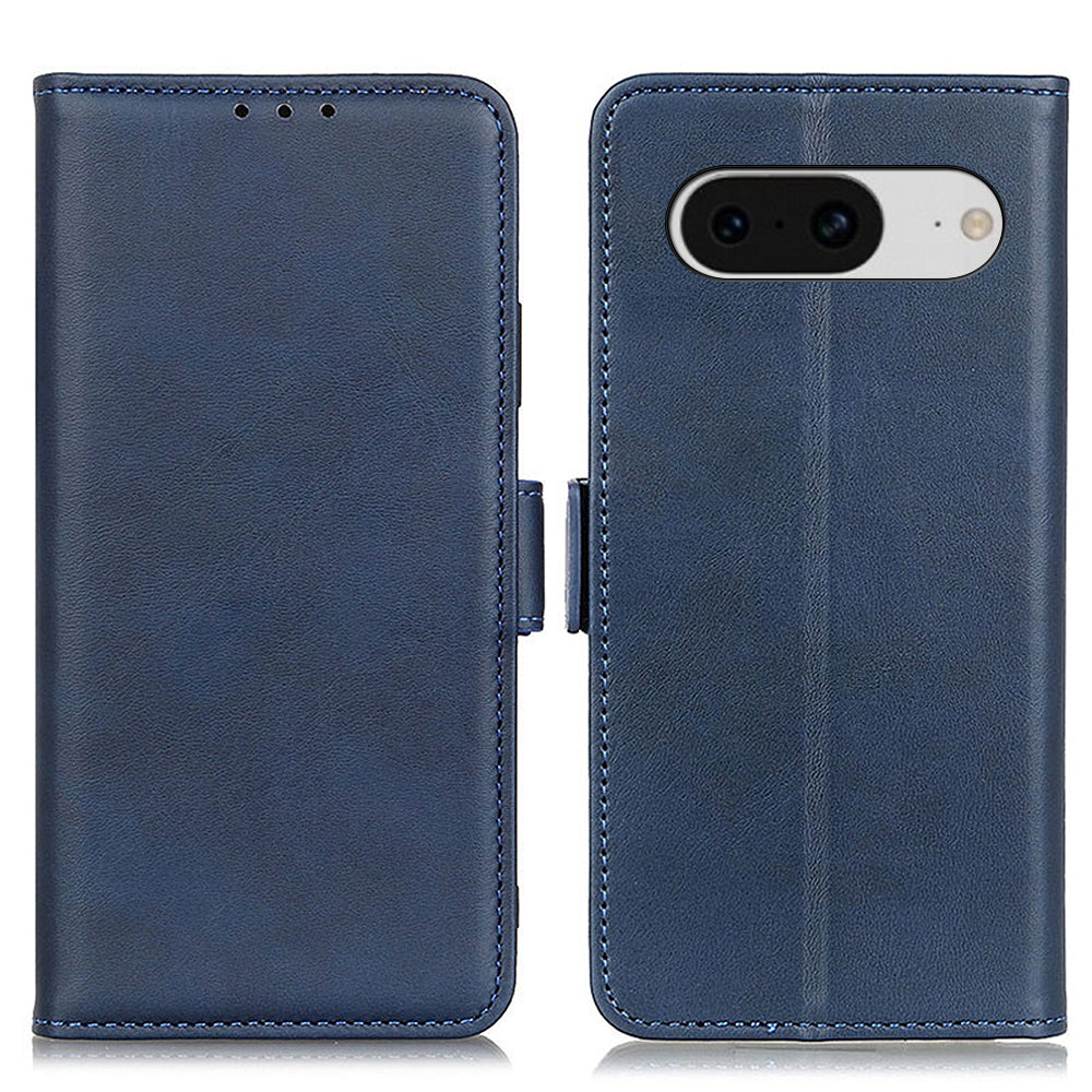 For Google Pixel 8 Cowhide Texture Leather Stand Wallet Case Shockproof Protective Phone Cover