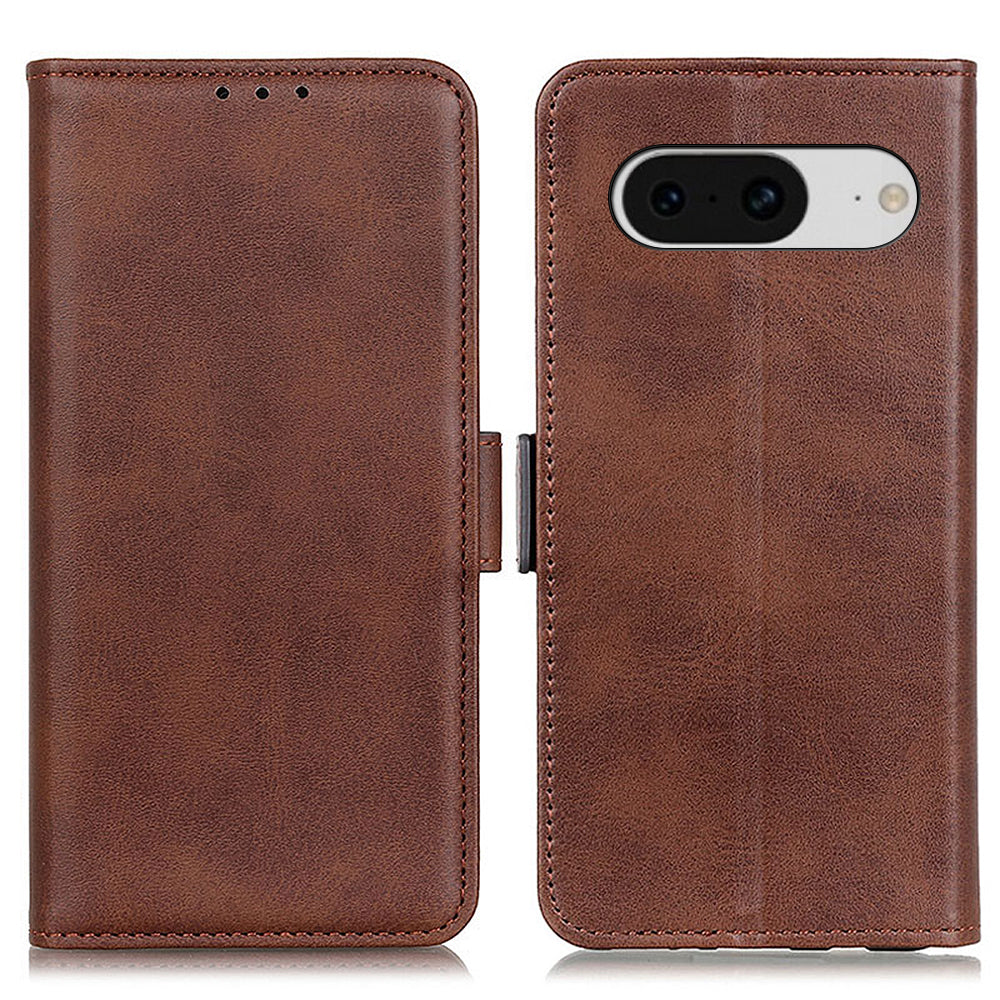 For Google Pixel 8 Cowhide Texture Leather Stand Wallet Case Shockproof Protective Phone Cover