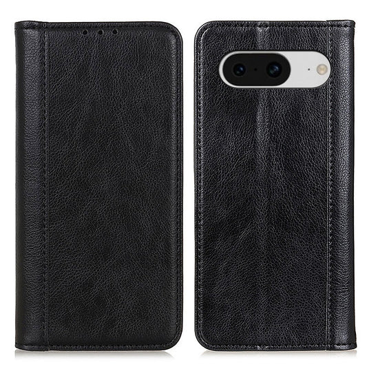 For Google Pixel 8 Litchi Texture Shockproof Wallet Stand Phone Case Split Leather+TPU Protective Cover