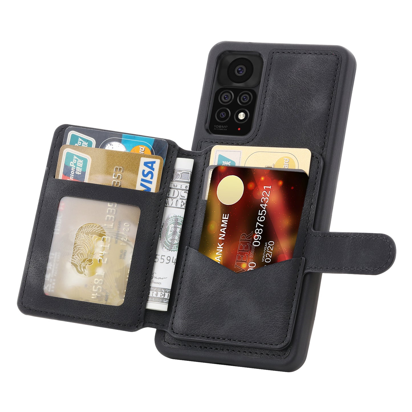 For Xiaomi Redmi Note 11 Pro 4G (MediaTek) / 5G (Qualcomm) / Note 12 Pro 4G Kickstand Phone Case RFID Blocking Wallet Cover