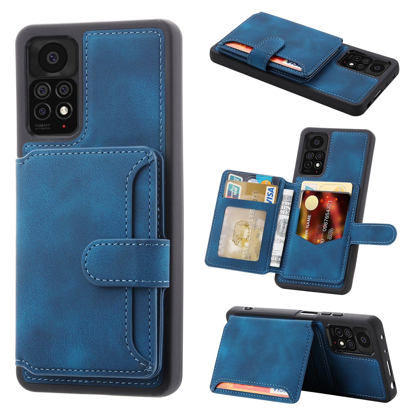 For Xiaomi Redmi Note 11 Pro 4G (MediaTek) / 5G (Qualcomm) / Note 12 Pro 4G Kickstand Phone Case RFID Blocking Wallet Cover