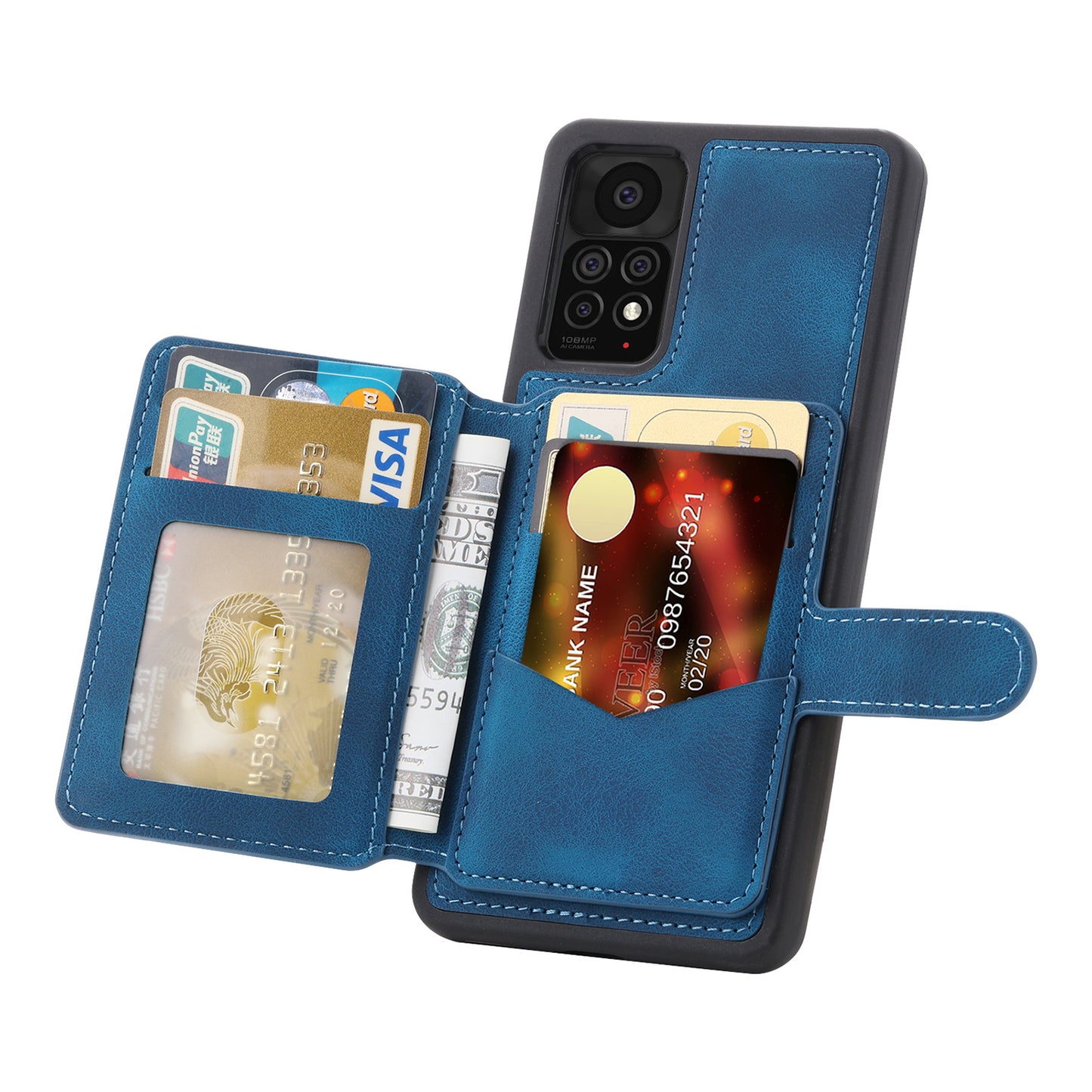 For Xiaomi Redmi Note 11 Pro 4G (MediaTek) / 5G (Qualcomm) / Note 12 Pro 4G Kickstand Phone Case RFID Blocking Wallet Cover