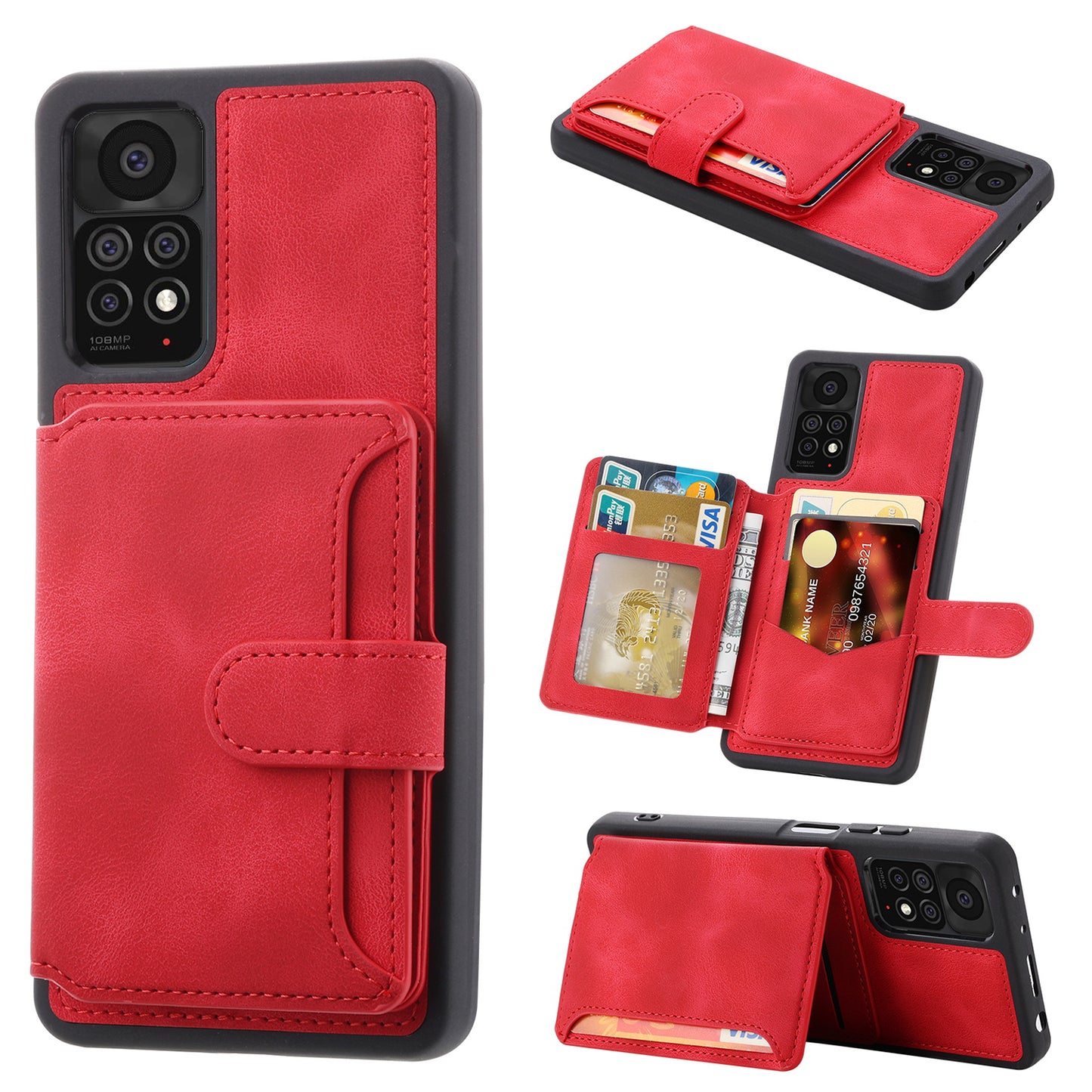 For Xiaomi Redmi Note 11 Pro 4G (MediaTek) / 5G (Qualcomm) / Note 12 Pro 4G Kickstand Phone Case RFID Blocking Wallet Cover