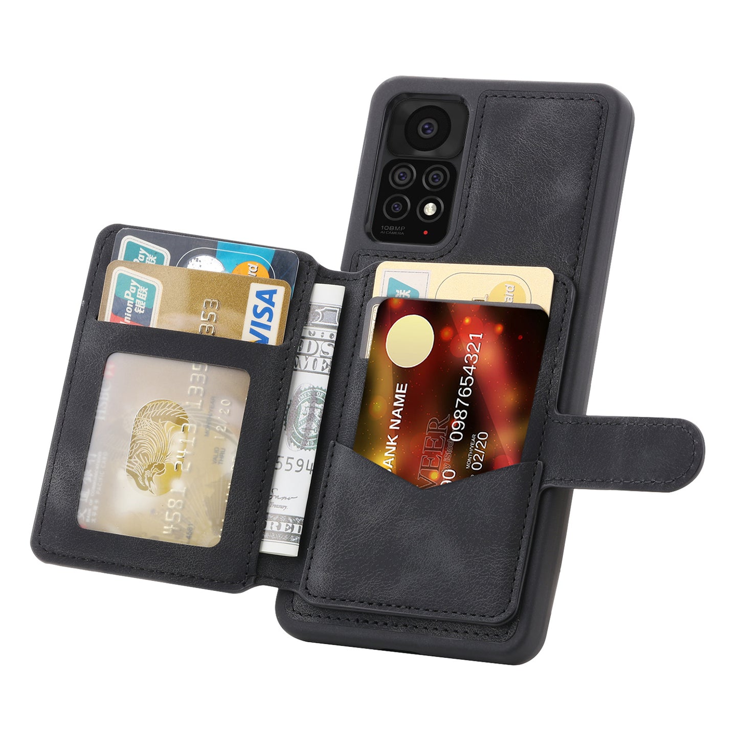 For Xiaomi Redmi Note 11 4G (Qualcomm) / Note 11S 4G RFID Blocking Phone Case Kickstand Wallet Leather+TPU Cover