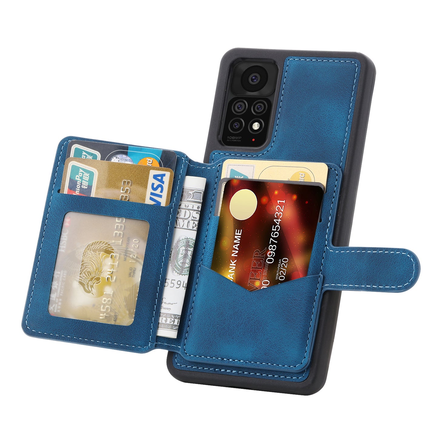 For Xiaomi Redmi Note 11 4G (Qualcomm) / Note 11S 4G RFID Blocking Phone Case Kickstand Wallet Leather+TPU Cover