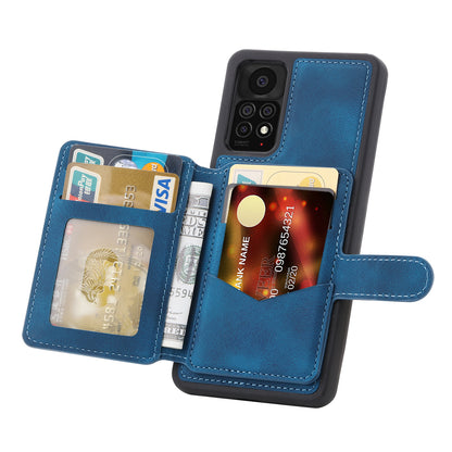 For Xiaomi Redmi Note 11 4G (Qualcomm) / Note 11S 4G RFID Blocking Phone Case Kickstand Wallet Leather+TPU Cover