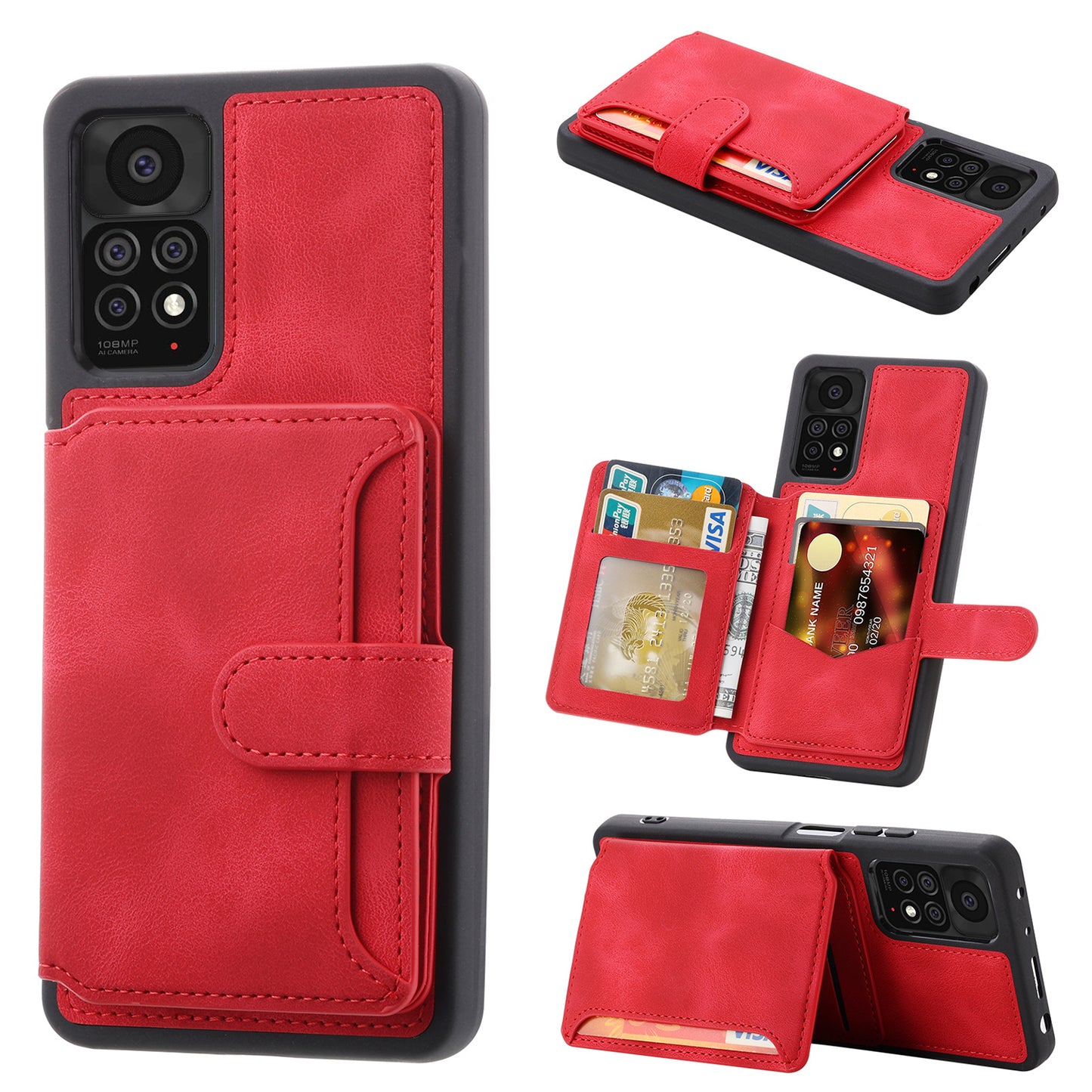 For Xiaomi Redmi Note 11 4G (Qualcomm) / Note 11S 4G RFID Blocking Phone Case Kickstand Wallet Leather+TPU Cover