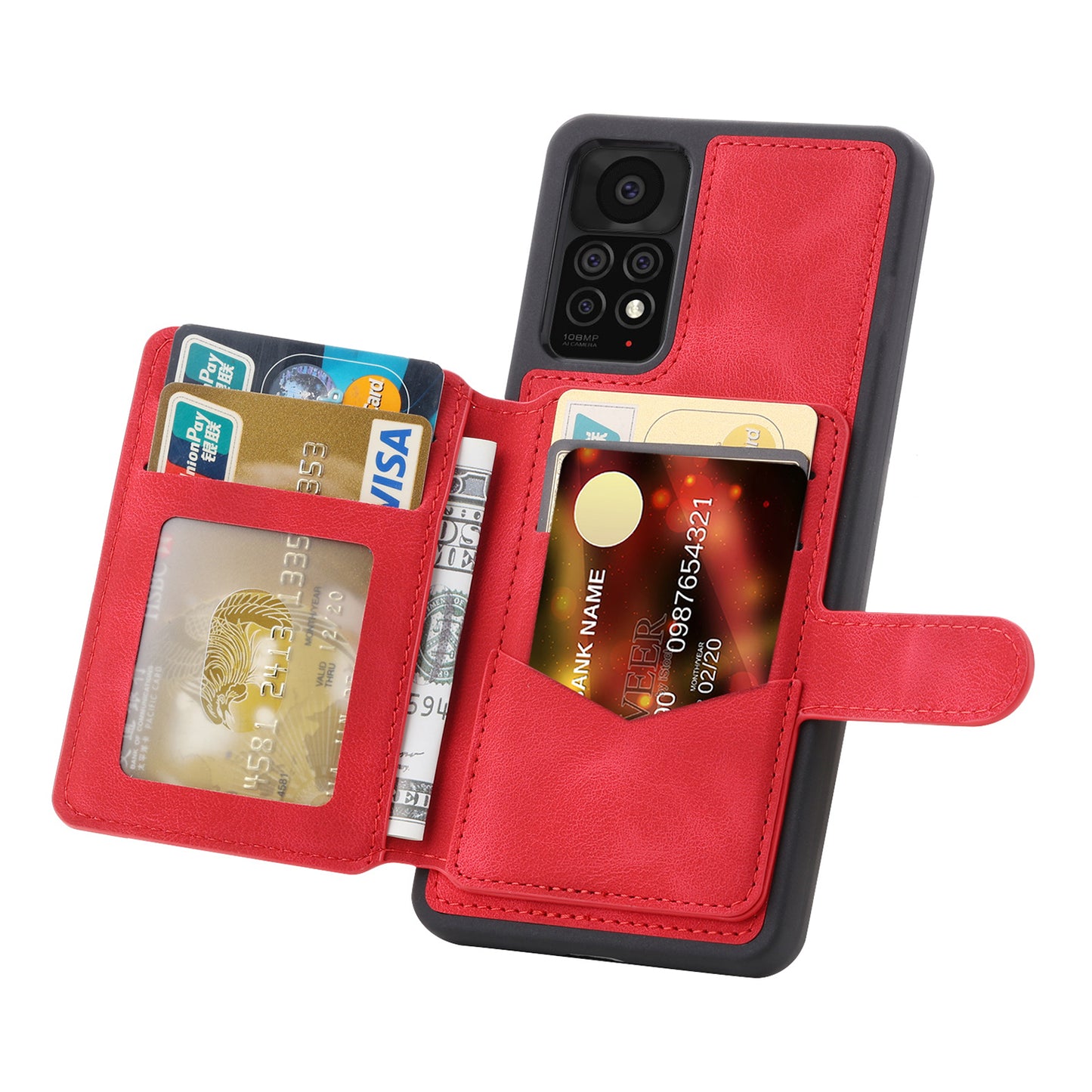 For Xiaomi Redmi Note 11 4G (Qualcomm) / Note 11S 4G RFID Blocking Phone Case Kickstand Wallet Leather+TPU Cover