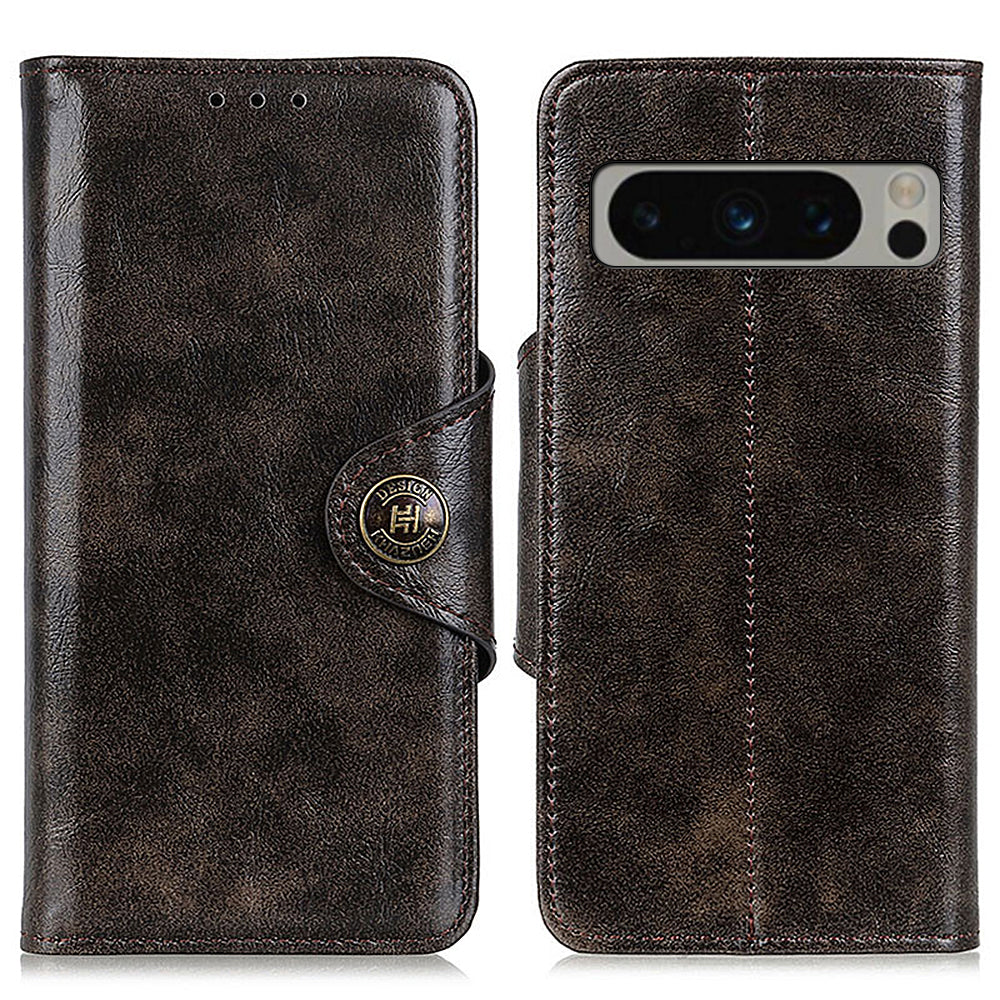 KHAZHEN for Google Pixel 8 Pro Anti-scratch Phone Stand Case PU Leather Wallet Cover