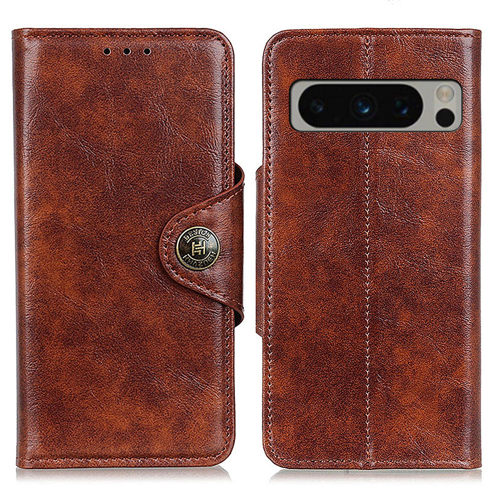 KHAZHEN for Google Pixel 8 Pro Anti-scratch Phone Stand Case PU Leather Wallet Cover