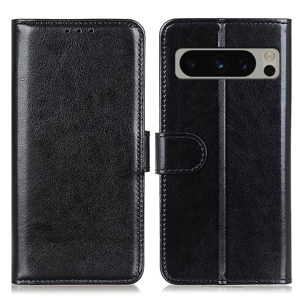 Phone Cover for Google Pixel 8 Pro PU Leather+TPU Wallet Crazy Horse Texture Cellphone Case
