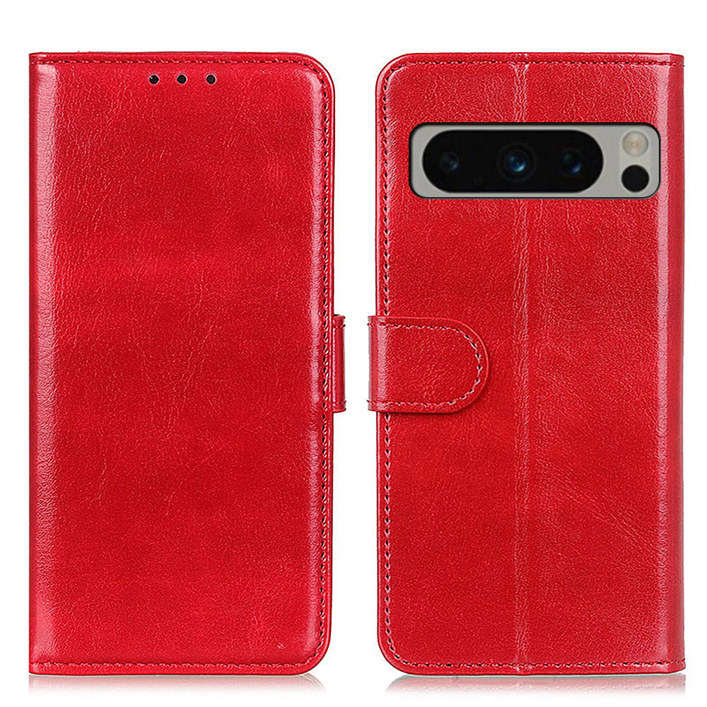 Phone Cover for Google Pixel 8 Pro PU Leather+TPU Wallet Crazy Horse Texture Cellphone Case