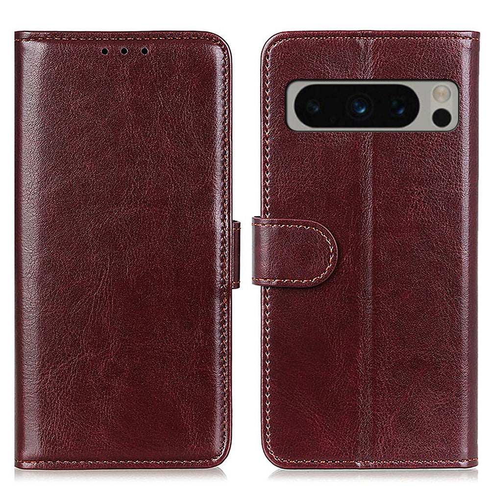Phone Cover for Google Pixel 8 Pro PU Leather+TPU Wallet Crazy Horse Texture Cellphone Case