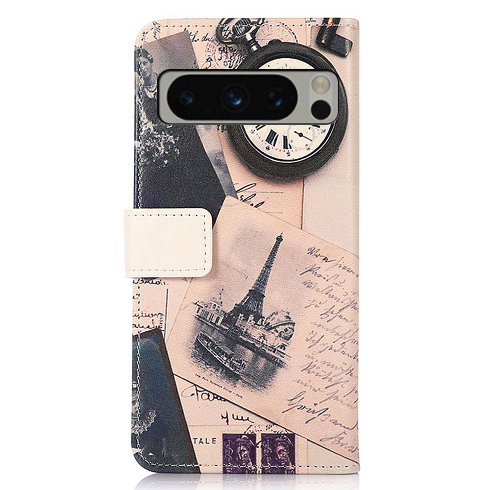 Leather Phone Case for Google Pixel 8 Pro , Stand Wallet Pattern Printing Phone Cover Shell