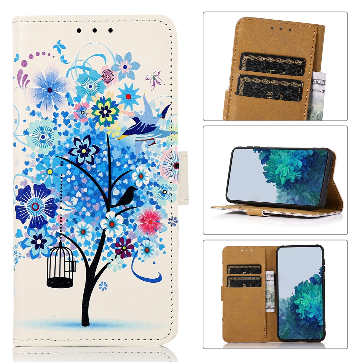 Leather Phone Case for Google Pixel 8 Pro , Stand Wallet Pattern Printing Phone Cover Shell