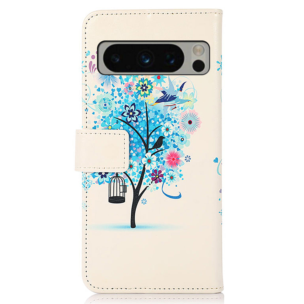 Leather Phone Case for Google Pixel 8 Pro , Stand Wallet Pattern Printing Phone Cover Shell