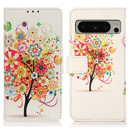 Leather Phone Case for Google Pixel 8 Pro , Stand Wallet Pattern Printing Phone Cover Shell