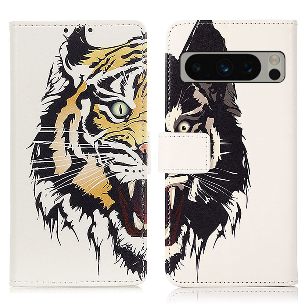 Leather Phone Case for Google Pixel 8 Pro , Stand Wallet Pattern Printing Phone Cover Shell